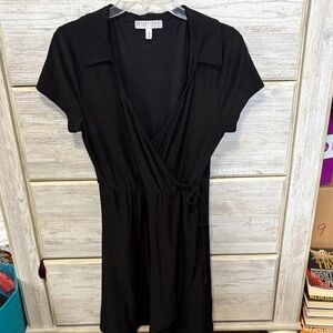 Planet Gold Elegant Black Wrap Dress